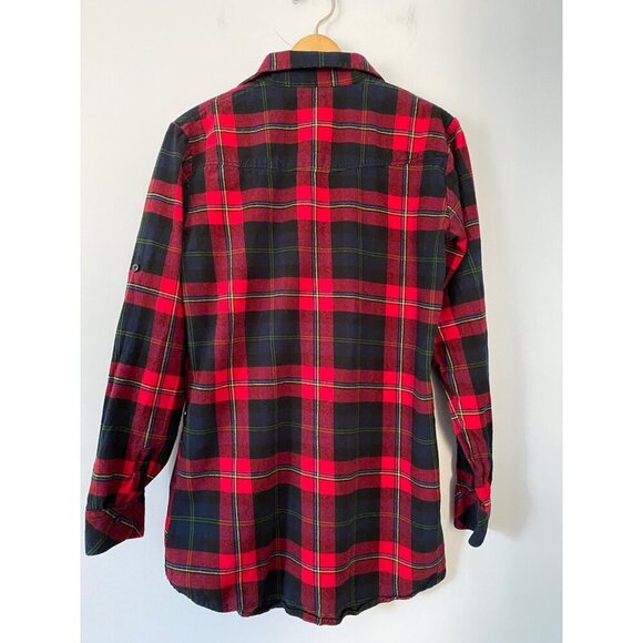 Matchstick Women M Red Plaid Flannel Button-Up Shirt Gorpcore Grunge - Picture 2 of 10